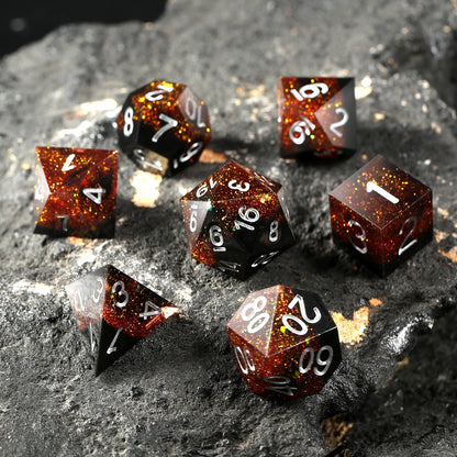 Sharp Edge Dice Set l Black & Brown with Glitter
