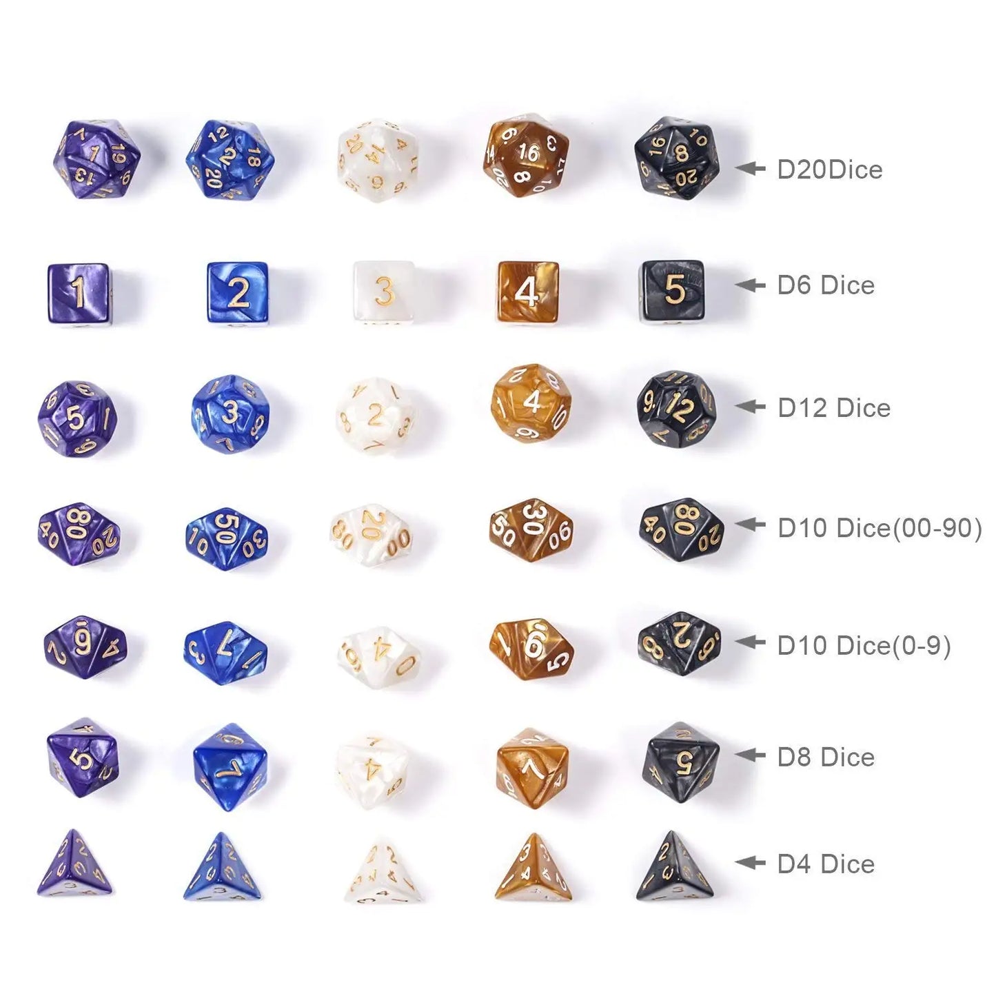 Pearl Dice Set | Orange D&D Acrylic Dice