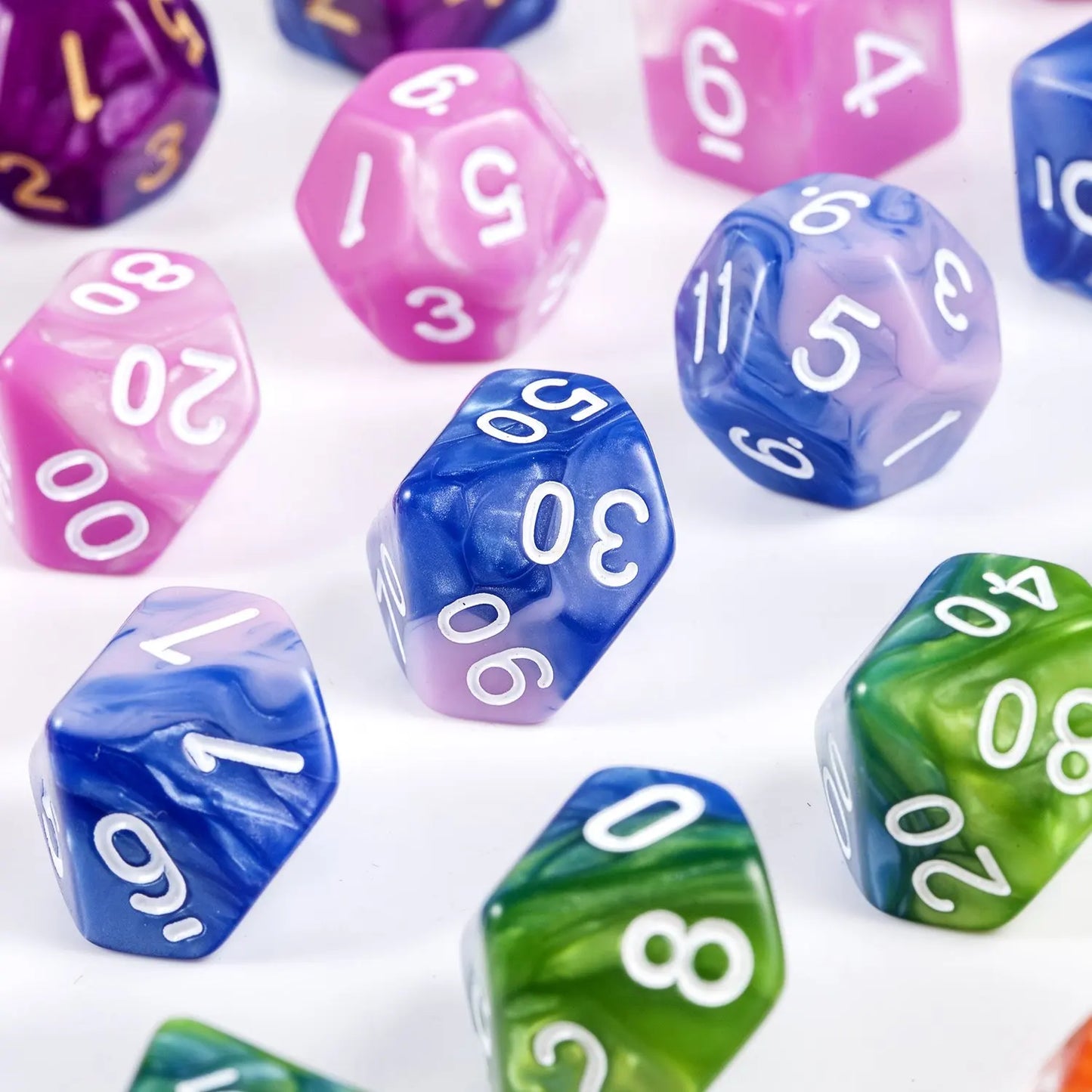 Acrylic Dice Set | Green & Blue D&D Dice