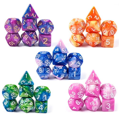 Pearl Acrylic Dice Collection – 5 Mixed-Color D&D Sets